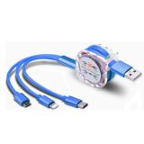 2 PCS ZZ034 USB To 8 Pin + USB-C / Type-C + Micro USB 3 In 1 Fast Charging Cable