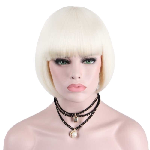 Bobo Short Hair With Bangs Wig(Creamy-white)