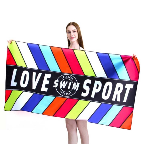 Sports Fitness Swimming Bath Towel Printed Double-Sided Velvet Absorbent Quick-Drying Beach Towel