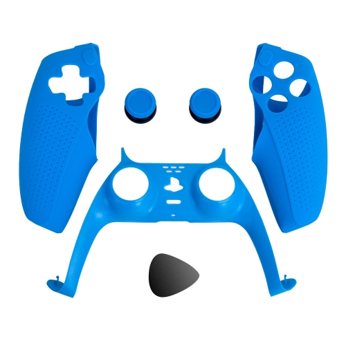 TP5-1529 Game Wireless Handle Split Silicone Sleeve + PC Decorative Strip + 2 Rocker Protective Cap For PS5(Light Blue)