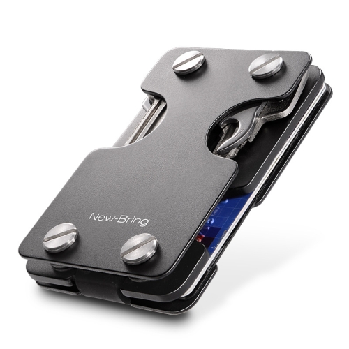 New-Bring Metal Card Holder Multifunctional  EDC Wallet Can Store Keys & U Disk(Black)