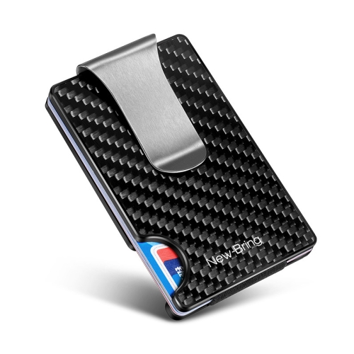 New-Bring Metal Carbon Fiber Wallet Ultra-Thin Card Holder Male RFID Anti-Theft Simple Wallet Bank Credit Card Storage Device(Silver)