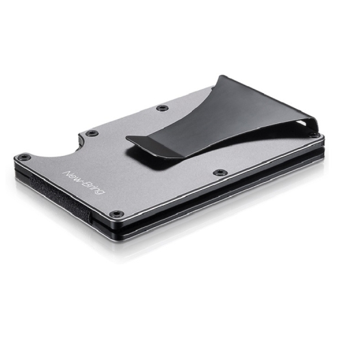 New-Bring Metal Card Holder Men Ultra-Thin Simple Wallet RFID Anti-Theft  Card Holder(Grey)