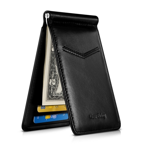 New-Bring Anti-Theft RFID Card Holder Men Ultra-Thin Card Holder Multi-Card Position ID Leather Case(Black)