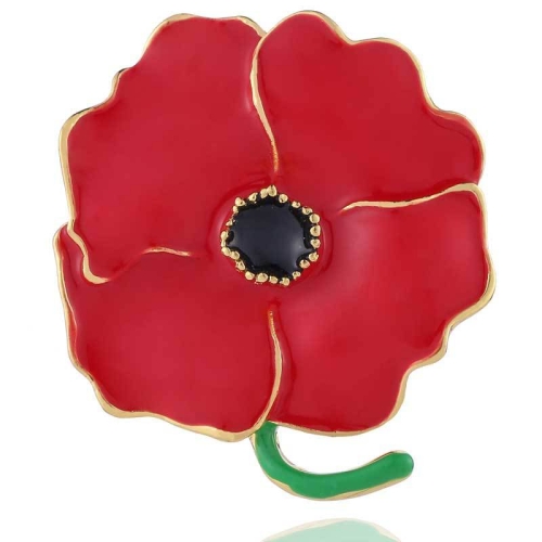 4 PCS Drop Oil Poppy Red Flower Brooch Clothing Pins(B07116)