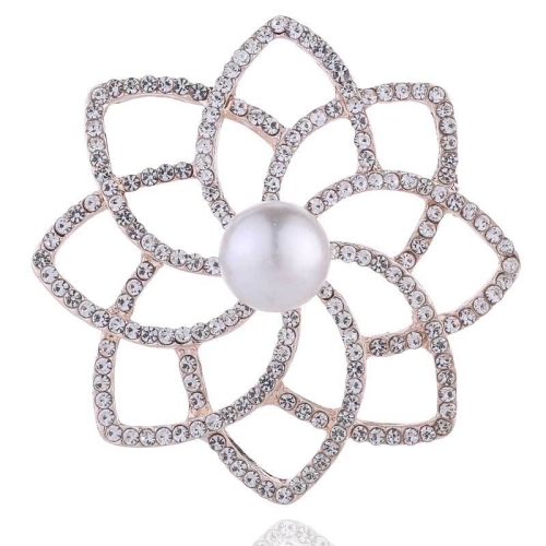 2 PCS Alloy Diamond Double Flower Brooches Temperament Wild Clothes Pin(B07343)