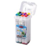 NORA Children Art Graffiti Double-Headed Marker Pen Set Specification： White Pole 12 Color Oil Marker