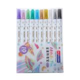 Skyglory Handbook Making Quicksand Silver Light Metallic Soft Tip Highlighter Pen Set(10 Colors)