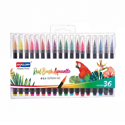 Skyglory Water-Soluble Brush Hand-Painted Soft-Tip Marker Pen Set Specification： 36 Colors