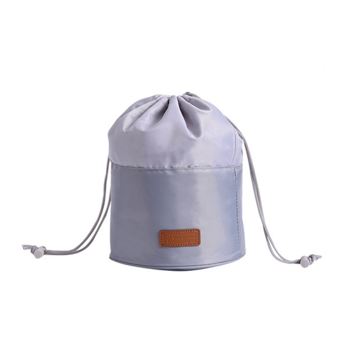 2 PCS Large Capacity Multi-Function Portable Drawstring Travel Home Storage Bag Cylinder Cosmetic Storage Bag(Grey)