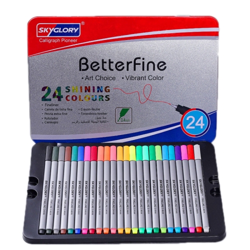Skyglory Student Art Watercolor Painting Hook Line Pen Set，Specification： 24 Colors