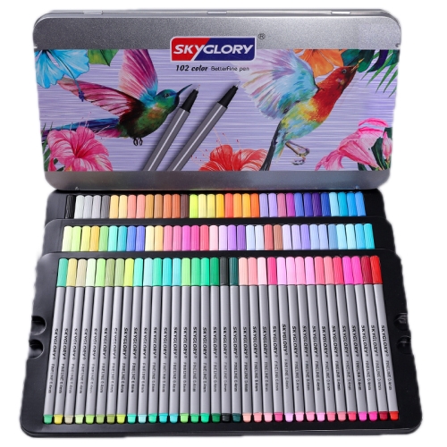 Skyglory Student Art Watercolor Painting Hook Line Pen Set，Specification： 102 Colors