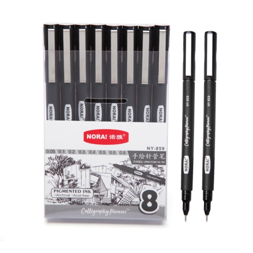 NORA 2 Packs Fine Art Drawing Hook Line Pen Engineering Drawing Comic Stroke Pen