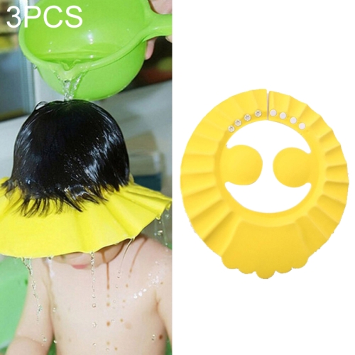 5 PCS Safe Baby Shower Cap Kids Bath Visor Hat Adjustable Baby Shower Cap Protect Eyes Hair Wash Shield for Children Waterproof Cap Yellow+earflaps
