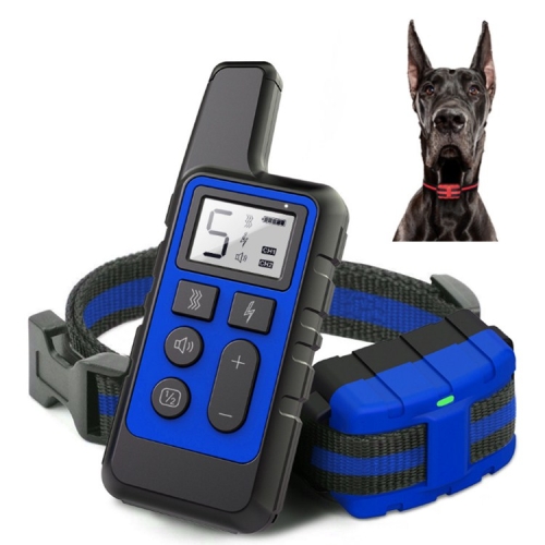 500m Dog Training Bark Stopper Remote Control Electric Shock Waterproof Electronic Collar(Blue)