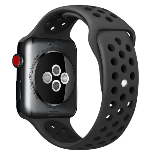 For Apple Watch Series 6 & SE & 5 & 4 40mm / 3 & 2 & 1 38mm Fashionable Classical Silicone Sport Watchband (Black)