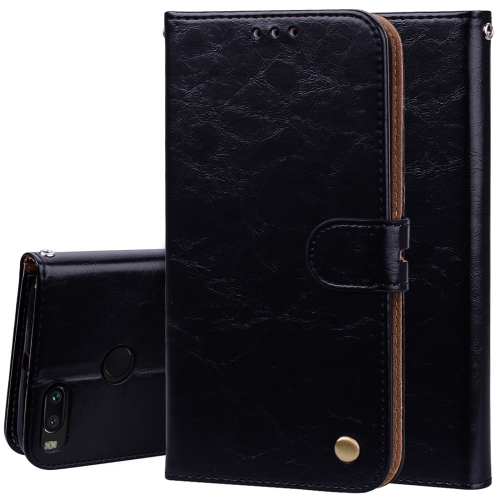 For Xiaomi  Mi A1 & 5X Business Style Oil Wax Texture Horizontal Flip Leather Case with Holder & Card Slots & Wallet & Lanyard(Black)