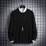 Fall/winter Loose Sweater Men Bottoming Shirt (Color:Black Size:M)
