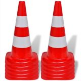 10 conos reflectantes de tráfico rojo y blanco 50 cm