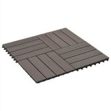 11 piezas Azulejos para terrazas WPC 30×30 cm 1 m2 Marrón oscuro