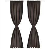 2 cortinas opacas marrones con cabecera ranurada 135 x 245 cm