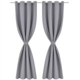 2 cortinas opacas grises con anillos metálicos 135 x 245 cm