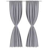 2 cortinas opacas grises con cabecera ranurada 135 x 245 cm