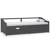 Sofá cama de 3 plazas con cajones madera de pino macizo gris 90×200 cm