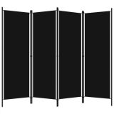 Separador de ambientes de 4 paneles Negro 200×180 cm
