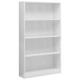 Librería de 4 niveles de aglomerado blanco de alto brillo 80x24x142 cm