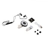 4-en-1 Kit para Meiigoo S8 Granangular con luz de relleno Hebilla con anillo de auriculares Bluetooth – Blanco + Negro