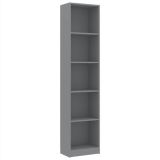 Librería de 5 niveles gris 40x24x175 cm aglomerado