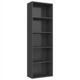 Librería de 5 niveles de aglomerado gris de alto brillo 60x30x189 cm