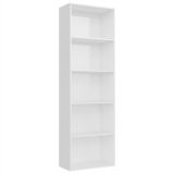 Librería de 5 niveles de aglomerado blanco de alto brillo 60x30x189 cm