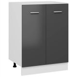 801195 Mueble de cocina de aglomerado gris alto brillo 60x46x81,5 cm