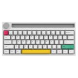 Ajazz K620T Teclado mecánico inalámbrico / con cable de modo dual con Bluetooth con retroiluminación RGB de batería de 4400mA – Blanco con interruptor rojo