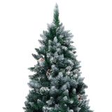 Árbol de Navidad artificial con piñas y nieve blanca 180 cm