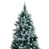 Árbol de Navidad artificial con piñas y nieve blanca 240 cm