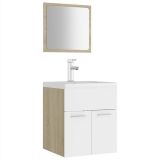 Conjunto de muebles de baño Aglomerado blanco y roble Sonoma