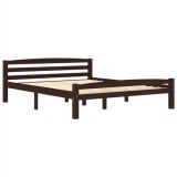 Estructura de cama de madera maciza de pino marrón oscuro 160×200 cm