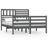 Estructura de cama doble de madera maciza gris 140×190 cm