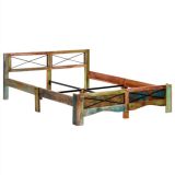 Estructura de cama de madera maciza recuperada 160×200 cm