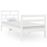 Estructura de cama blanca de madera maciza 75×190 cm 2FT6 pequeña individual