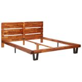 Estructura de cama con borde vivo de madera maciza de acacia 160 cm