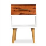 Mesa de noche de madera maciza de acacia 40x30x45 cm