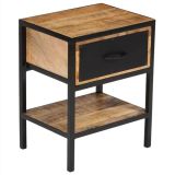 Mesa de noche de madera maciza de mango 40x30x50 cm