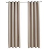 Cortinas opacas con anillas de metal 2 piezas Beige 140×245 cm