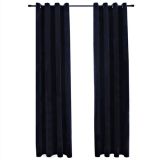 Cortinas opacas con anillas 2 piezas Terciopelo Negro 140×175 cm