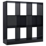 Librería de aglomerado negro de alto brillo 97,5×29,5×100 cm