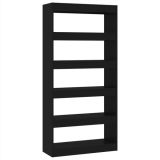 Mueble para libros/divisor de ambientes aglomerado negro 80x30x166 cm